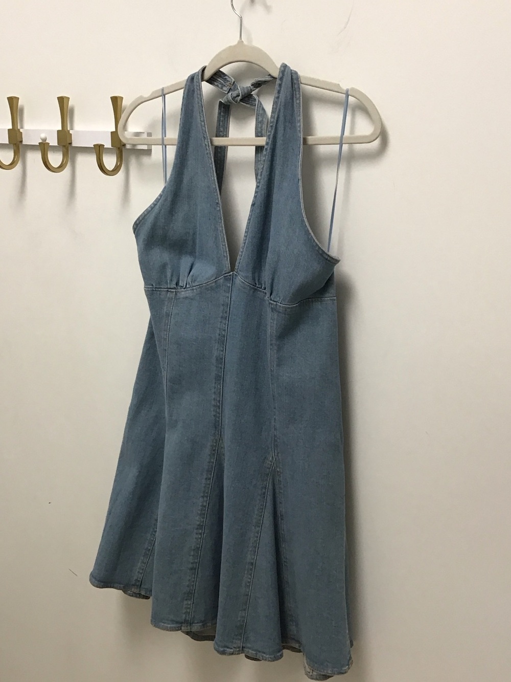 Steve Madden Malia Light Wash Denim Halter Dress - Light Blue